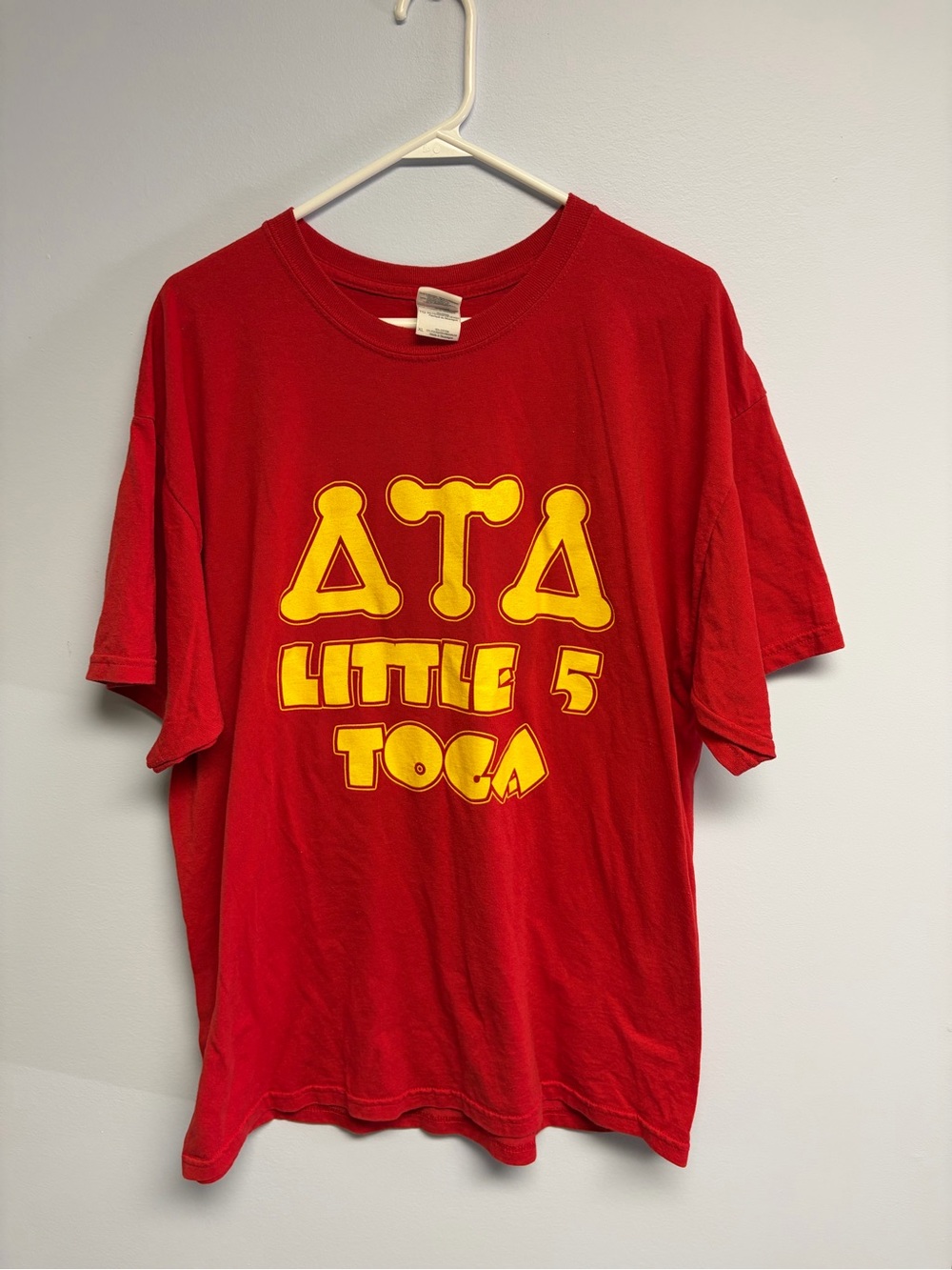 Hanes Red Kids Short Sleeve Tee with Yellow Graphic